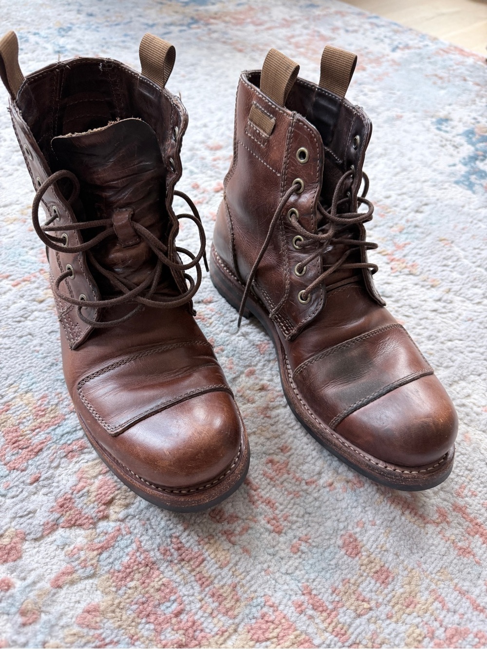 Clarks Norton Rise Biker Leather Lace-Up Cap-Toe Ankle Boots - Limited Edition